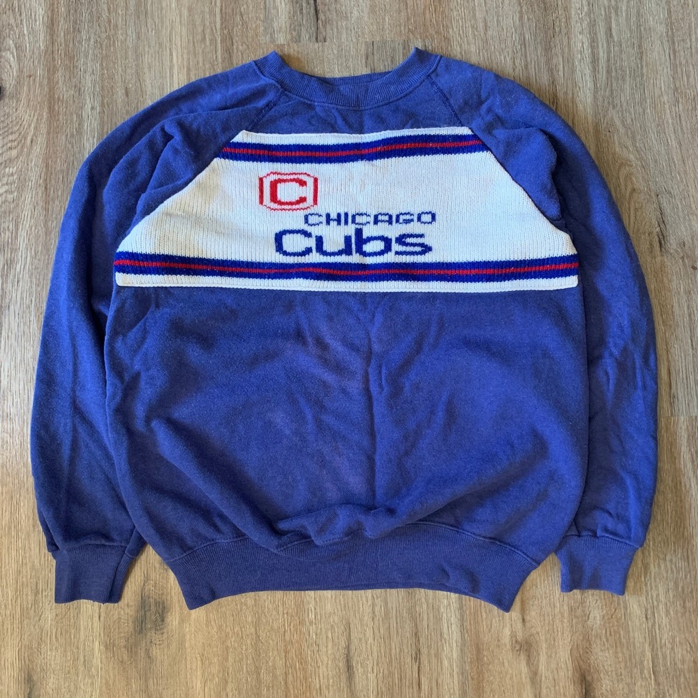 Vintage 1980s Chicago Cubs colorblock logo sweatshirt - made in USA - medium men